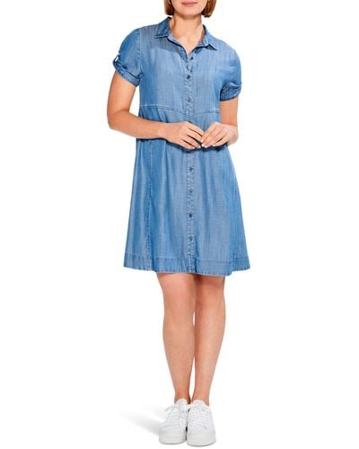 NIC+ZOE Nic+zoe Petite Drapey Denim Shirt Dress - Blue