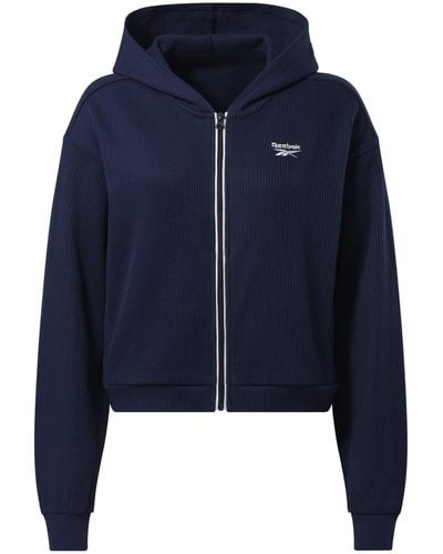 Reebok Identity Energy Fleece Full Zipper Hoodie Sweatshirt - Blue