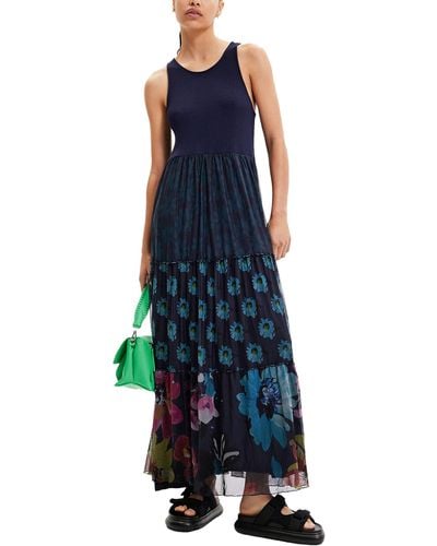 Desigual Knit Dress Sleeveless - Blue