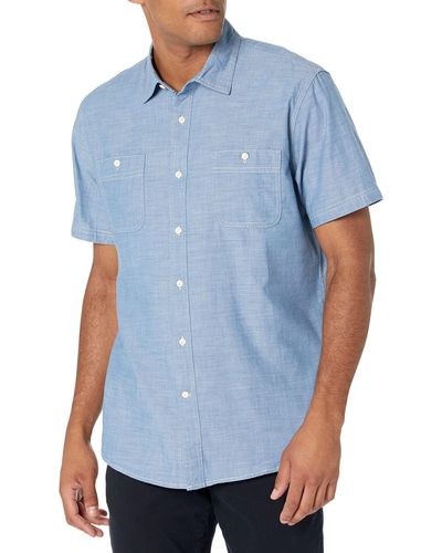 Amazon Essentials Shirt Met Slanke Pasvorm Voor Short-sleeve Chambray,medium Blauw,xs