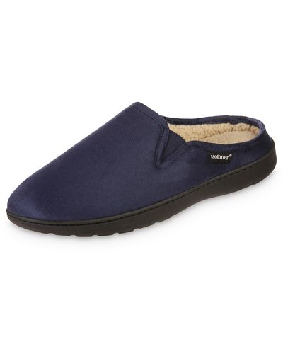 Isotoner , Advanced Gel Infused Memory Foam Microsuede Vincent Hoodback Eco Comfort Recycled Slippers Clog, Navy Blue, 13-14