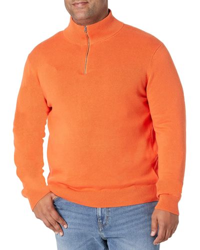 Amazon Essentials 100% Cotton Quarter-zip Sweater - Orange