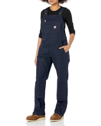 Carhartt Flame Resistant Rugged Flex Loose Fit Duck Bib Overall - Blue