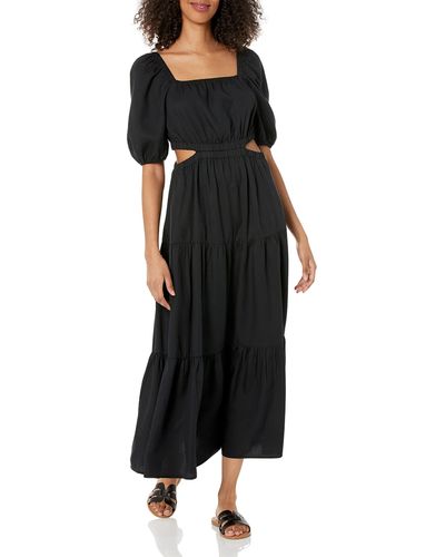 The Drop Anaya Square Neck Cut-out Tiered Maxi Dress - Black