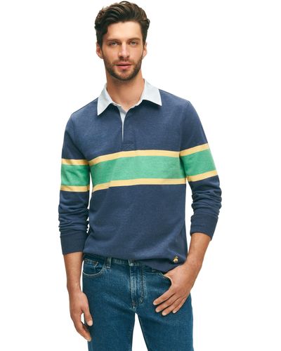 Brooks Brothers Regular Fit Sueded Cotton Long Sleeve Rugby Shirt - Blue