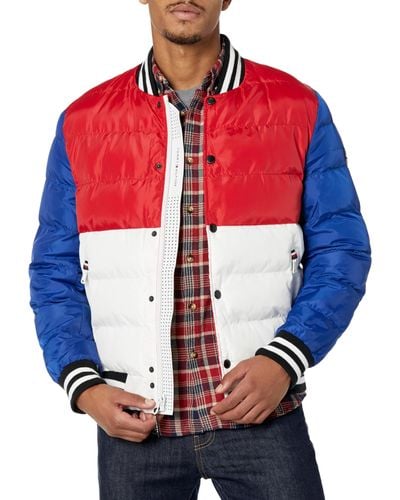 Tommy Hilfiger Quilted Varsity Puffer Bomber - Red