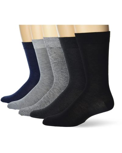 Perry Ellis Portfolio Long Crew Socks With Reinforced Heel And Toe - Black