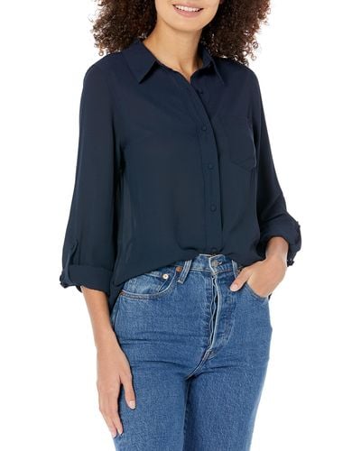 Nanette Lepore Button Front Shirt Blouse - Blue