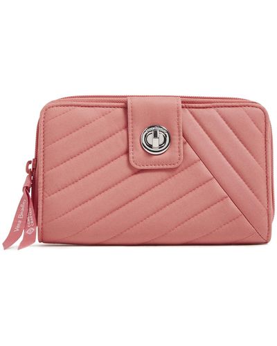 Vera Bradley Cotton Turnlock Wallet With Rfid Protection - Pink