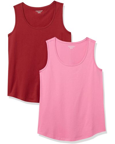 Amazon Essentials Ärmelloses Tanktop aus 100 % Baumwolle mit klassischer Passform - Pink