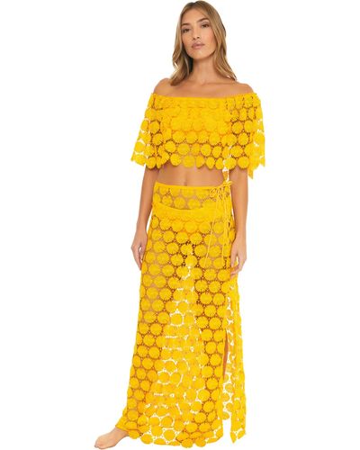 Trina Turk Standard Bardot Maxi Skirt-casual High Waist - Yellow