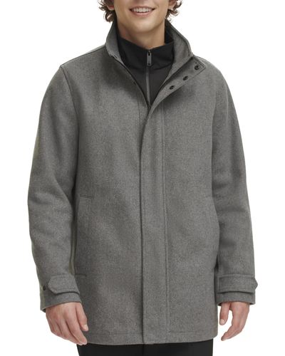 Dockers Wool Melton Two Pocket Full Length Duffle Coat - Gray