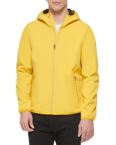 Guess Softshell Long Sleeve Hood Jacket - Yellow