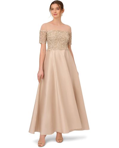 Adrianna Papell Beaded Taffeta Gown - Natural