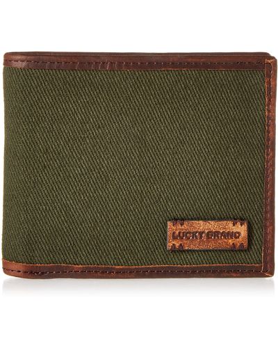 Lucky Brand Canvas With Leather Trim Rfid Bifold - Green