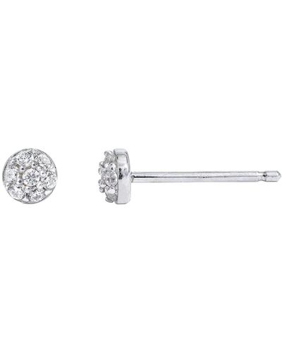 Amazon Essentials Rhodium Plated Sterling Silver Cubic Zirconia Pave Disc Earrings - Metallic