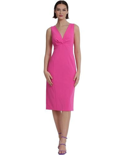 Donna Morgan Sleeveless V-neck Scuba Crepe Sheath Dressy Occasion Event Guest Of Wedding - Pink