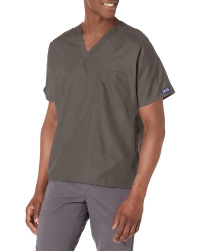 CHEROKEE And Scrub Top Tuckable V-neck With Chest Pocket Plus Size 4777 - Gray