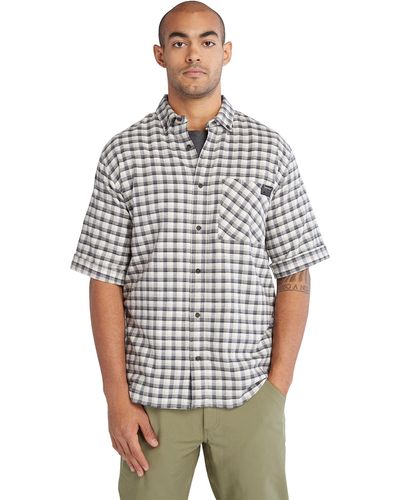 Timberland Woodfort Short-sleeve Lightweight Flannel Flex Shirt - Gray