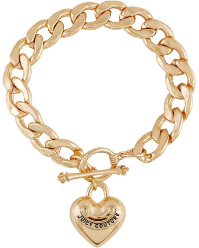 Juicy Couture Goldtone Thick Chain Heart Charm Toggle Bracelet - Metallic