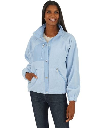 Kensie Fleece Jacket With High Collar - Blue
