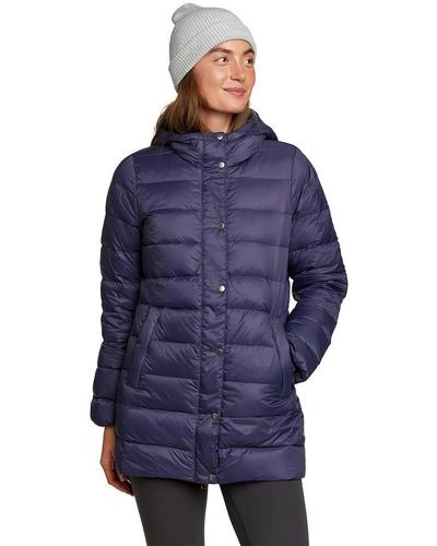 EDDIE BAUER Women Premium Quality Goose Down Parka Long Coat Faux Fur Black  M