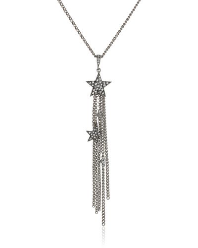 Ben-Amun Silver-tone Star Tassel Necklace - Black