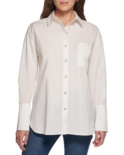 DKNY Casual Oversized Buttonup Top - Natural