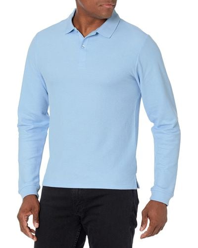 Izod Mens Long Sleeve Pique Polo Shirts - Blue