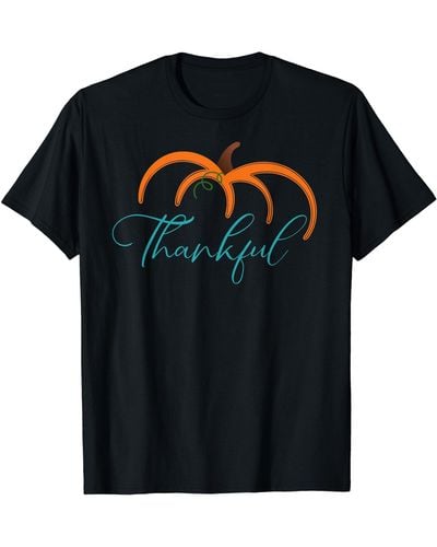Ash Fall Pumpkin Thankful Women Tee Thanksgiving Be Blessed T-shirt - Black