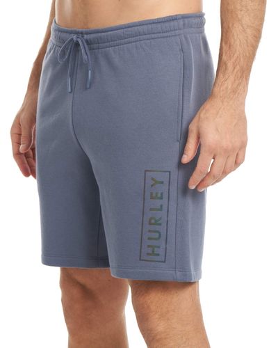 Hurley Mens Boxed Logo Fleece Shorts - Blue