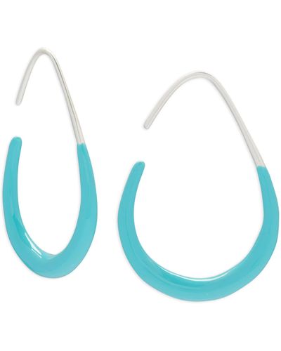 Lucky Brand Turquoise Enamel Hoop Earring - Blue