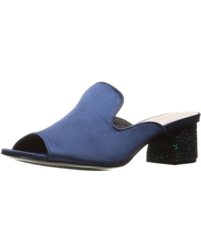 Chinese Laundry Women's Mara Mule - Satin Peep Toe Slide With Low Block Glitter Heel