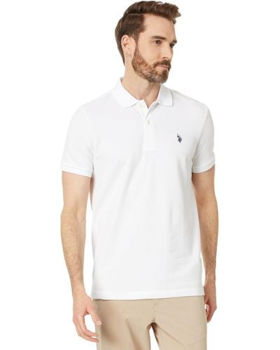 U.S. POLO ASSN. Slim Fit Solid Pique Polo Shirt - White