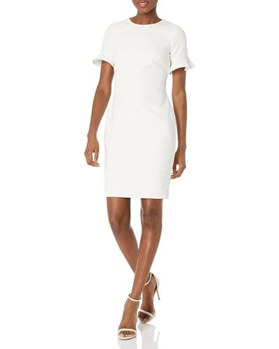 Calvin Klein Sleeveless Fitted Cocktail Sheath Dress - White