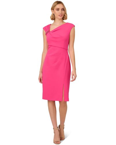 Adrianna Papell Knit Crepe Short Dress - Pink