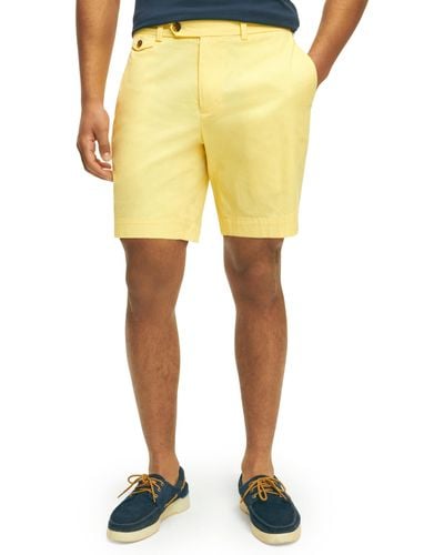 Brooks Brothers Regular Fit Stretch Supima Cotton Poplin Chino 7 Inch Inseam Shorts - Yellow