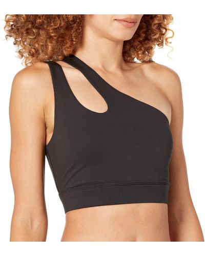 The Drop Kelsey One-shoulder Stretch Cut-out Sports Bra - Black