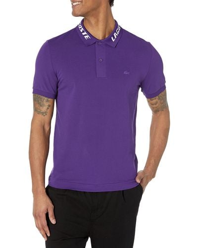 Lacoste Branded Slim Fit Stretch Piqué Polo Shirt - Purple