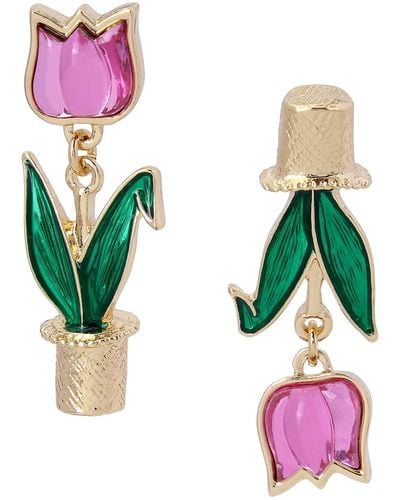 Betsey Johnson Tulip Mismatched Earrings - Green
