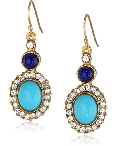 Ben-Amun Small Turquoise Color Drop Earrings - Blue