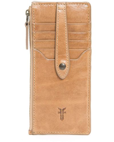 Frye Womens Melissa Snap Leather Card Wallet - Natural