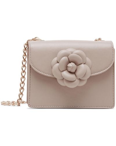 Anne Klein Boxed Flap Crossbody With Floral Applique And Card Case - Gray