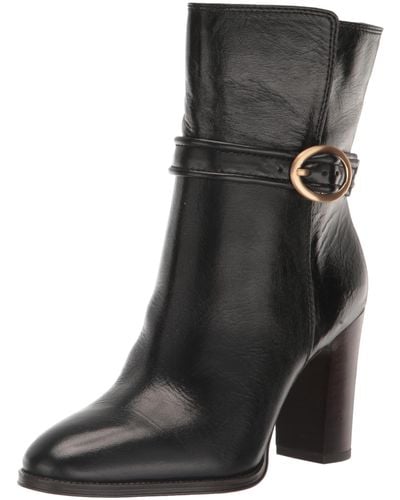 Franco Sarto S Informa Wren Buckle Detail Heeled Booties Black Leather 5.5 M