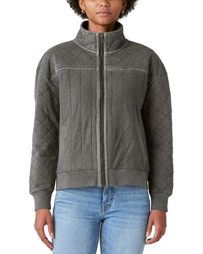 Lucky Brand Quilted Zip Up Jacket - Gray