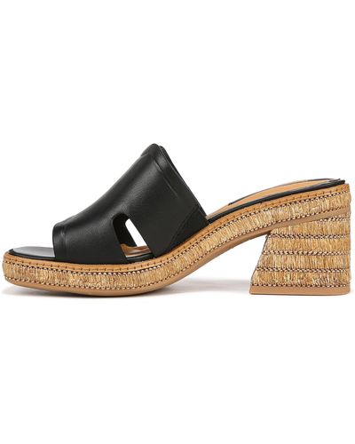 Franco Sarto S Florence Fashion Slide Heeled Sandals Black Leather 7.5 M - Brown
