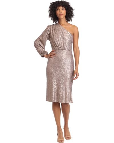 Maggy London Holiday Sequin Dress Event Occasion Cocktail Party Guest Of - Pink