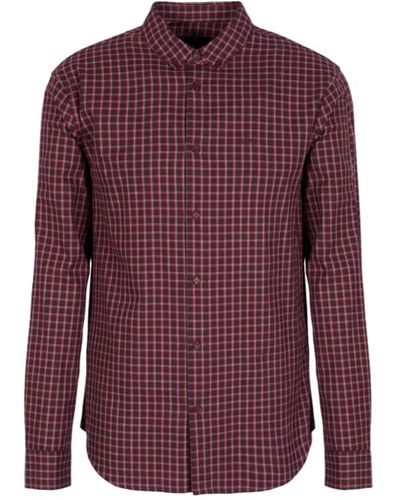Emporio Armani A | X Armani Exchange Regular Fit Yard Dyed Cotton Plaid Long Sleeve Button Down Shirt - Purple