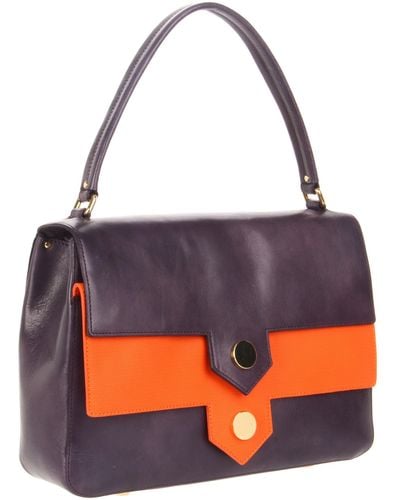 Orla Kiely Pointed Pocket Leather Rosemary Bag - Orange