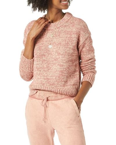 Goodthreads Marled Long Sleeve Crewneck Sweater - Pink